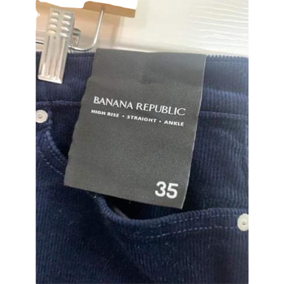 Banana Republic High-Rise Straight Corduroy Ankle Pant Hyper Navy Sz 35 NWT $120 - Picture 3 of 8